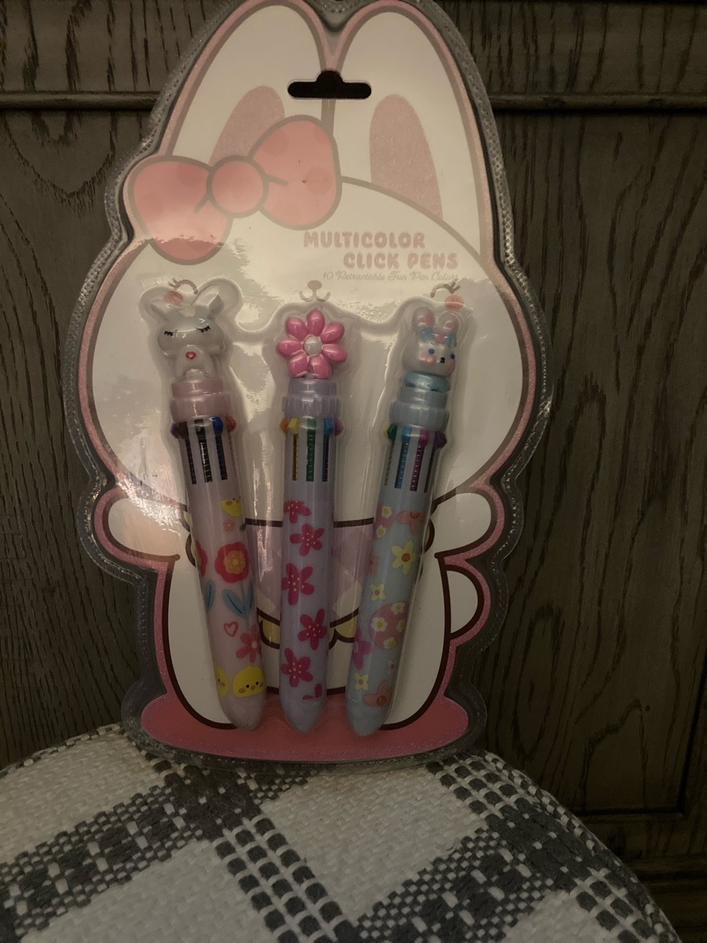 Kids Multicolor Click Pens Set - Pink Floral Design